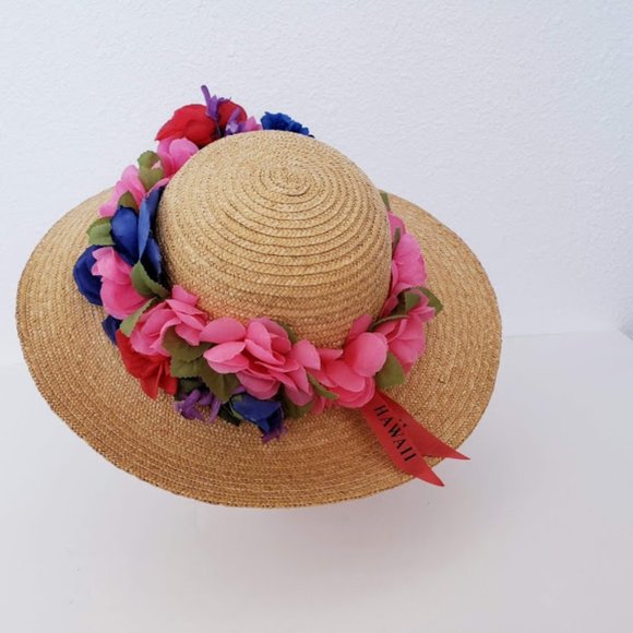 Hawaii Accessories Hawaiian Natural Straw Hat Flowers Decorated Summer Hat Poshmark